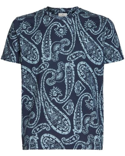 Etro T-Shirt mit Paisleymuster - Blau