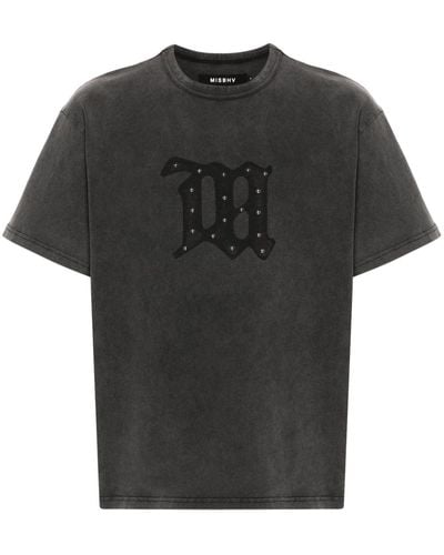 MISBHV Ausgeblichenes T-Shirt mit Nietenverzierung - Schwarz