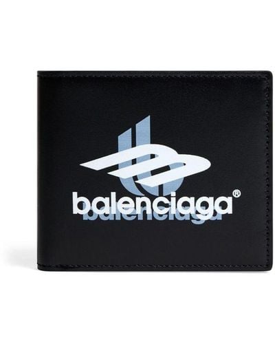 Balenciaga Portefeuille en cuir à logo imprimé - Noir