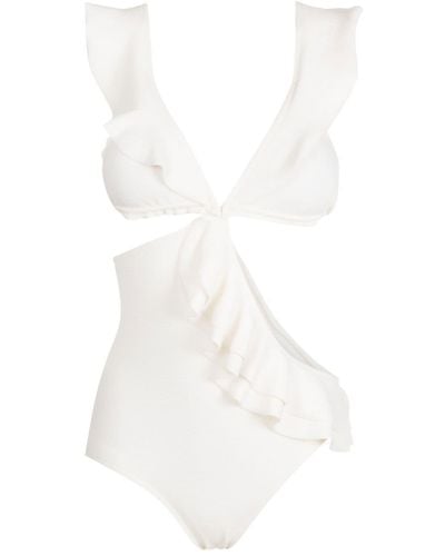 Clube Bossa Ruffled Cut-out Swimsuit - White