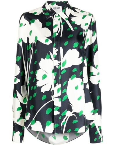 Monse Floral-print Long-sleeve Shirt - Green