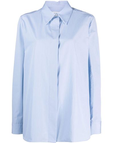 Jil Sander Concealed-fastening Striped Cotton Shirt - Blue