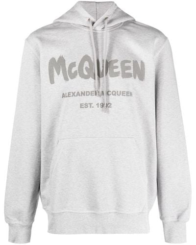 Alexander McQueen "Mcqueen Graffiti" Hoodie - Grey