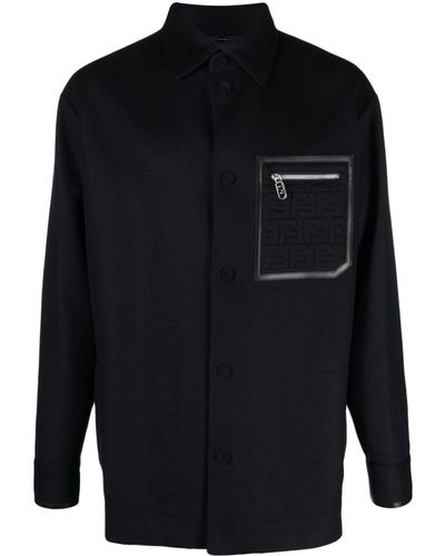 Fendi Sobrecamisa Go-To con logo en jacquard - Azul