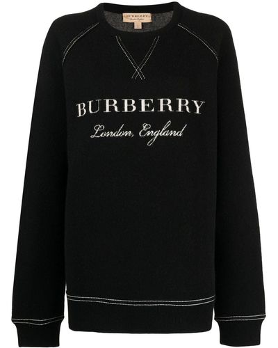 Burberry Pullover mit Intarsien-Logo - Schwarz