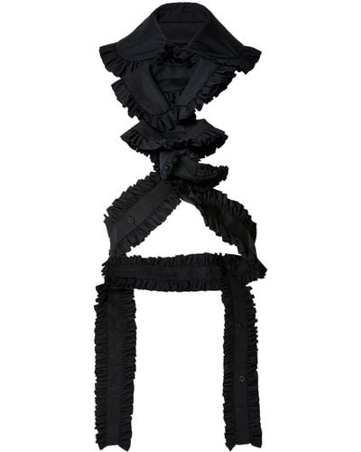 Noir Kei Ninomiya Haut en coton à détail de volants - Noir