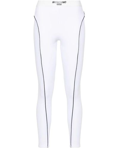 Moschino Jersey-Leggings mit Logo-Bund - Weiß