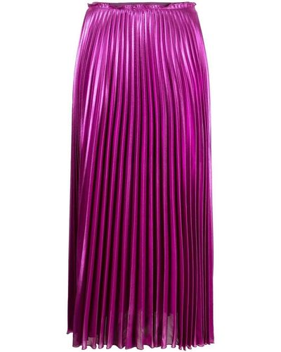 Patrizia Pepe Metallic-finish Pleated Skirt - Purple