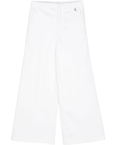 Patrizia Pepe Logo-charm Wide-leg Trousers - White