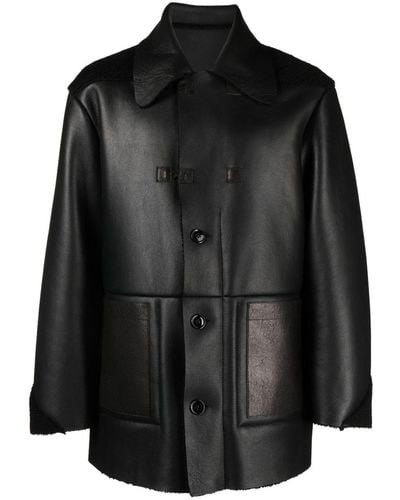 NAMACHEKO Panelled Leather Jacket - Black