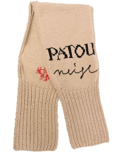 Patou Logo-print Wool Scarf - Natural