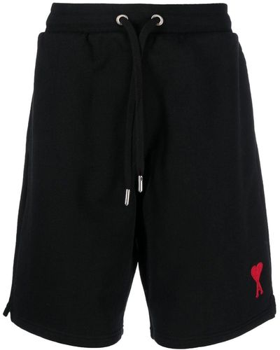 Ami Paris Pantalones cortos de chándal con logo bordado - Negro