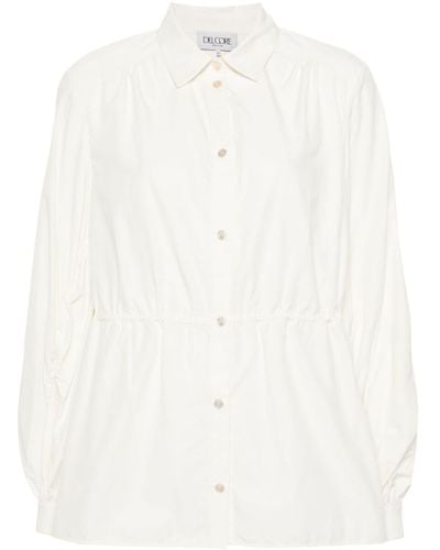 Del Core Popeline-Kleid mit Taillenzug - Weiß