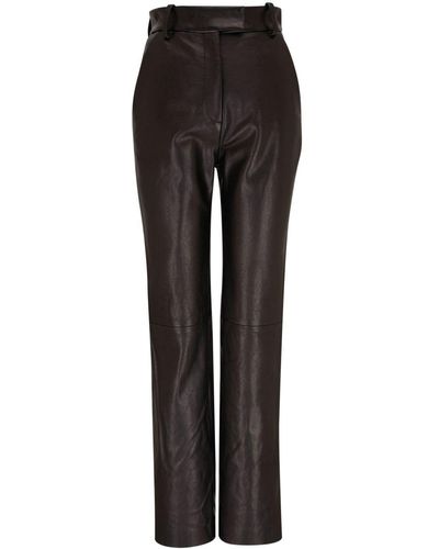 Khaite Straight Leather Trousers - Black