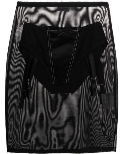 VAQUERA Underwear Patch Mesh-design Skirt - Black
