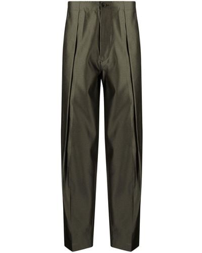 Toga Pleated Satin Tapered Pants - Green
