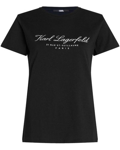 Karl Lagerfeld Hotel Karl Embroidered-logo T-shirt - Black