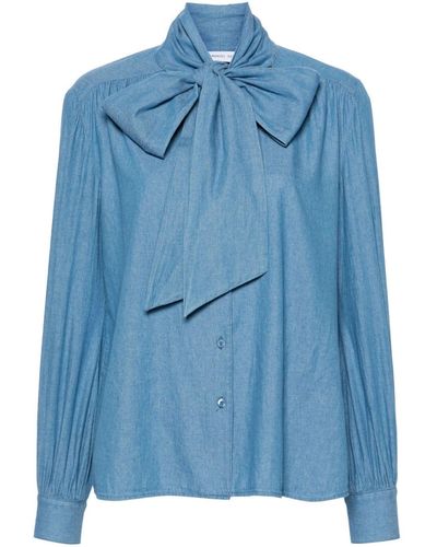 Manuel Ritz Camisa con botones y pañuelo en el cuello - Azul