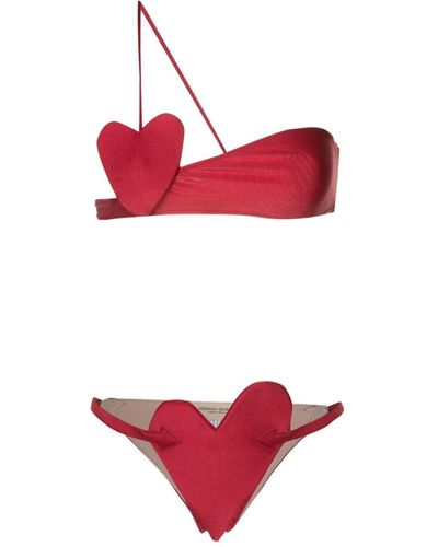 Adriana Degreas Bikini con parche de corazón - Rojo