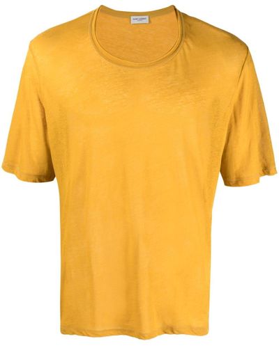Saint Laurent T-Shirt mit Rundhalsausschnitt - Gelb
