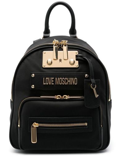 Love Moschino Logo-lettering Padlock Backpack - Black