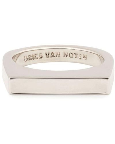 Dries Van Noten Logo-engraved Signet Ring - White