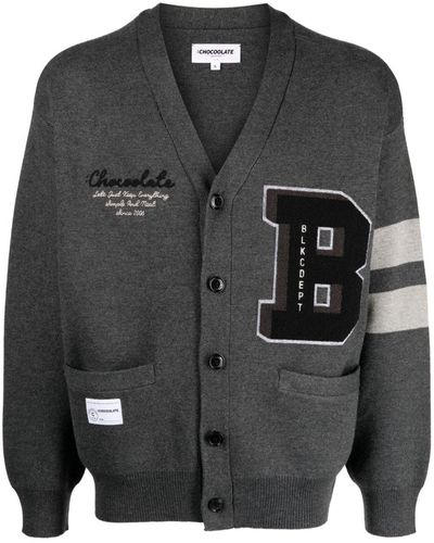 Chocoolate Logo-embroidered Knitted Cardigan - Black