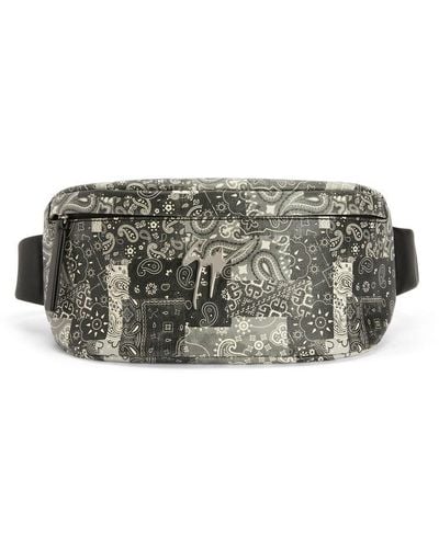 Giuseppe Zanotti Paisley-print Logo Belt Bag - Gray