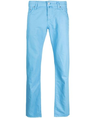 Jacob Cohen Pantalon droit à logo brodé - Bleu