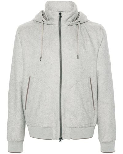 Herno High-neck Hooded Jacket - Grey