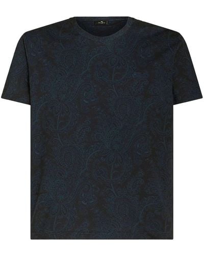 Etro T-shirt Met Paisley-print - Zwart