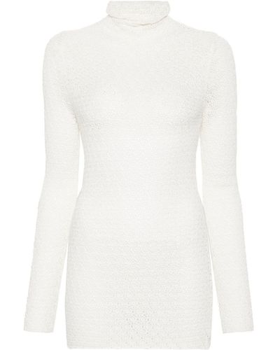 Totême High-neck Crochet-knit Jumper - White