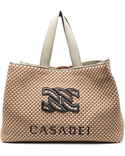 Casadei Sunrise Logo-patch Tote Bag - Natural