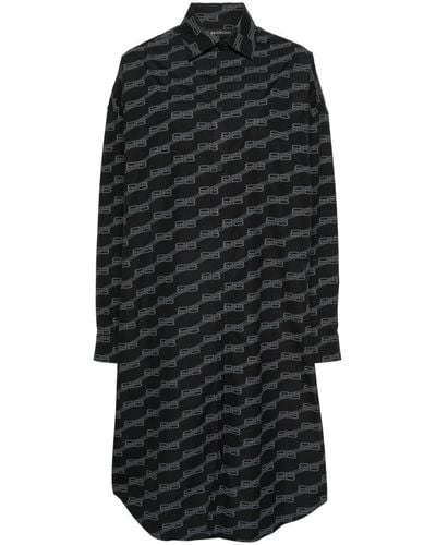 Balenciaga Logo-print Shirt Dress - Black