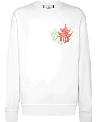 Philipp Plein Logo-embellished Cotton Sweatshirt - White
