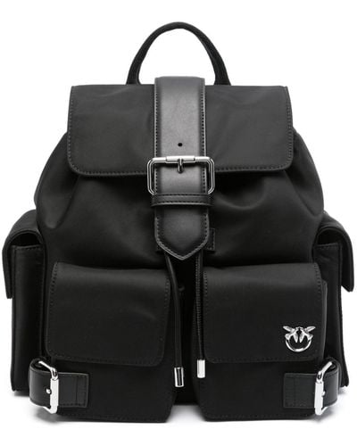 Pinko 'Pocket' Backpack With Pockets And Logo - Black