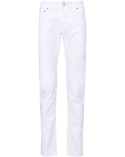 Hand Picked Orvieto Slim-cut Trousers - White