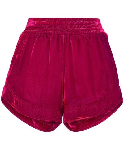 Philipp Plein Velvet Elasticated-waist Shorts - Red