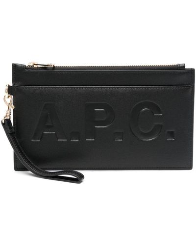 A.P.C. アニマルフリーレザー クラッチバッグ - ブラック