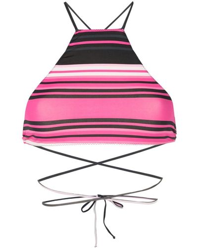 Clube Bossa Chung Stripe-print Bikini Top - Pink