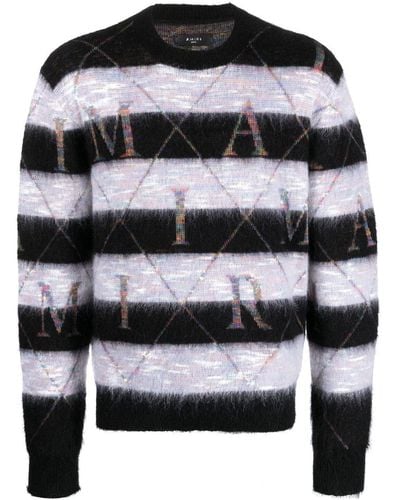 Amiri Stripe-print Knit Sweater - Black