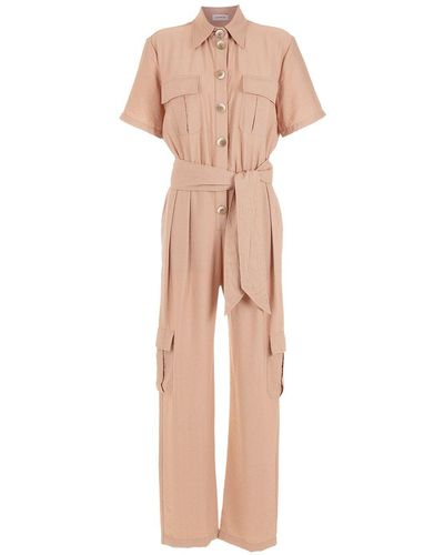 Olympiah Short-sleeve Buttoned Jumpsuit - Natural