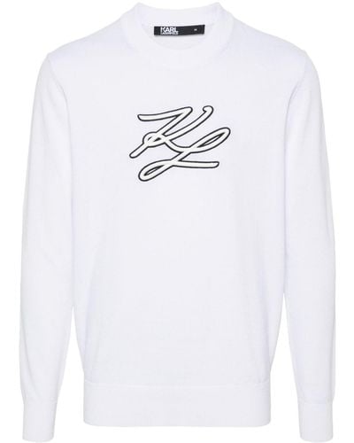 Karl Lagerfeld Pullover mit Logo-Stickerei - Weiß