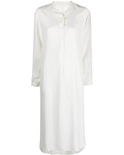 P.A.R.O.S.H. Collarless Midi Shirt Dress - White