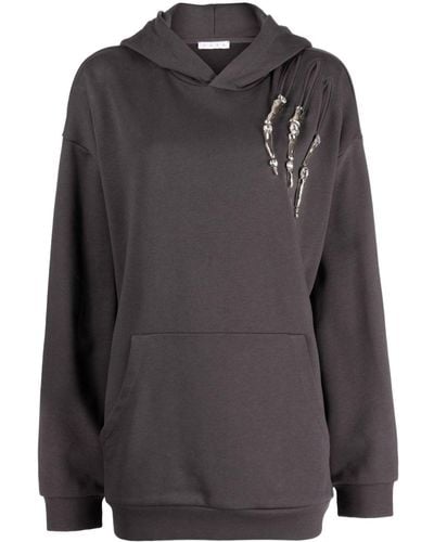 Area Claw Cut-out Cotton Hoodie - Black