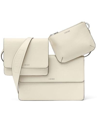 Versace Removable-pouch Leather Shoulder Bag - Natural