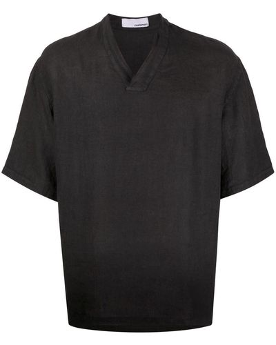 Costumein Vネック リネンシャツ - ブラック