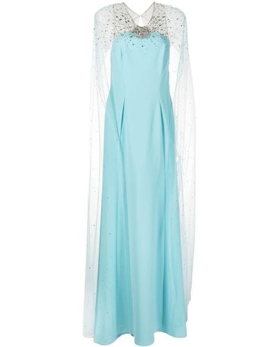 Jenny Packham Wren Abendkleid mit Kristallen - Blau