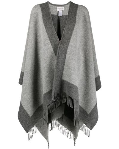 Johnstons of Elgin Contrasting-border Wool Cape - Grey