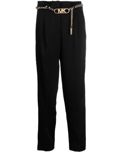 MICHAEL Michael Kors Logo-plaque High-waist Tapered Trousers - Black
